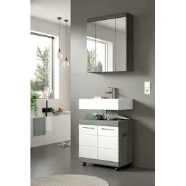 xonox.home Mid.you Waschbeckenunterschrank Scout Grau, Weiß Hochglanz, Kunststoff, 1 Fächer, 60x60x34 cm stehend, Badezimmer, Badezimmerschränke, Waschbeckenunterschränke