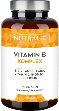 Nutralie Vitamin B Komplex Mit Vitamin C + Cholin + Inositol + PABA 90 Kapseln