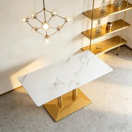 360Home Esszimmertisch 120 x 75 x 60 cm weiß/gold