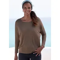 LASCANA Langarmshirt mit Fledermausärmeln aus weichem Viskose-Feinstrick braun 48/50