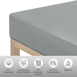 MY HOME Spannbettlaken Physalis Jersey 160 x  200 cm grau