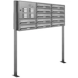 AL Briefkastensysteme Premium Edelstahl Standbriefkastenanlage Silber