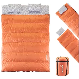 Skandika Deckenschlafsack Iceland Double | trennbar, | 3 Saison - 220/190 × 150/75 cm orange|orange No Size