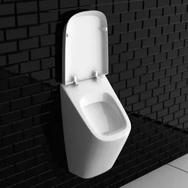 Vitra Pure Style Urinal mit VitrA hygiene inkl. Deckel und Urinal-Absaug-Siphon | Pissoir mit Antibakterielle Beschichtung | Robuste Keramik