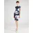 Swing Cocktailkleid Blau/Weiß 40