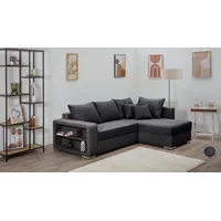 Collection AB Ecksofa »John L-Form« Regalarmlehne,Bettfunktion,Bettkasten,Ottomane beiseitig montierbar grau