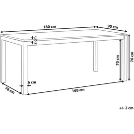 Beliani Gartentisch 180 x 90 x 76 cm Grau/Silber