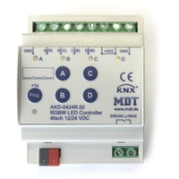 MDT LED Controller AKD 4-fach, 4/8A, 12/24V CV LED, 4TE REG, Schaltaktor mit Dimmer (AKD-0424R.02)
