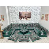CaddeBuy Sofa Marokkanische Sofa, Sitzkissen, Orientalische Sitzecke, Kelim, 19 Teile grün