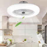 Monucep moderne LED-Deckenleuchte mit Ventilator Ø 60CM, Deckenventilator mit Beleuchtung, Deckenventilator mit Lampe, 6 Lüftungsgeschwindigkeiten, mühelose Lichtdimmung, App und Fernbedienung