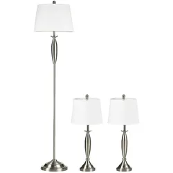 HOMCOM Stehlampen-Set Linen(Polyester), Stahl