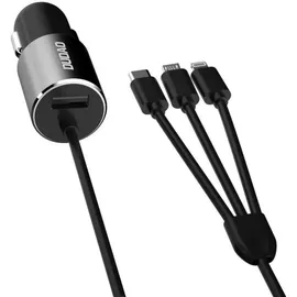 DUDAO R5Pro 3-in-1 USB KFZ-Ladegerät 3,4 A mit integriertem Kabel Schwarz