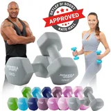 Miweba Sports Gymnastikhanteln 2er-Set NKH100, bodenschonend, 0,5-10 kg, Anti-Rutsch-Oberfläche (Grau, 2x 10,0 Kg)