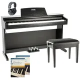 Fame Digitalpiano Set, DP-2000 BK, 88 Tasten, Hammermechanik, 16 Sounds, 128-fache Polyphonie, Inklusive Kopfhörer, Notensammlung, Klavierbank, Schwarz Mattiert, 81.5 x 136.5 x 44 cm