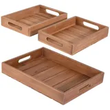 Home Styling Collection Serviertablett Teak 3er Set 39x29x5 cm