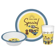 Geda Labels Kindergeschirr Minions Gentleman 3teilig in Gelb - 21,5x21,5x8,5 | Gr.: onesize