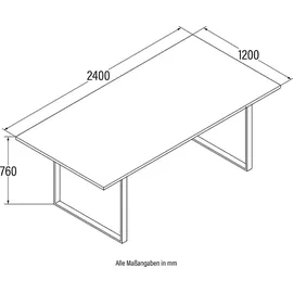 Home Deluxe Esstisch Eckig AVENCIA inkl. U-Fuß - 240 x 120 cm Light Oak