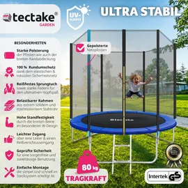 Tectake Garfunky 244 cm inkl. Sicherheitsnetz und Leiter schwarz/blau