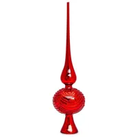 SIKORA Christbaumspitze aus Glas mit Glitzer Verzierung 2 Größen, Rot, H ca. 29 cm, für Weihnachtsbäume von 120 bis 170 cm)