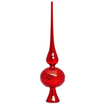 SIKORA Christbaumspitze aus Glas mit Glitzer Verzierung 2 Größen, Rot, H ca. 29 cm, für Weihnachtsbäume von 120 bis 170 cm)