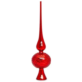 SIKORA Christbaumspitze aus Glas mit Glitzer Verzierung 2 Größen, Rot, H ca. 29 cm, für Weihnachtsbäume von 120 bis 170 cm)