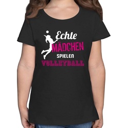Shirtracer T-Shirt Echte Mädchen spielen Volleyball – Kinder Sport Kleidung – Mädchen Kinder T-Shirt geschenke für mädchen 12 jahre cool – volleyball t-shirt schwarz 128 (7/8 Jahre)