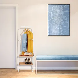 Relaxdays Stummer Diener auf Rollen 129 x 42 x 32 cm weiß