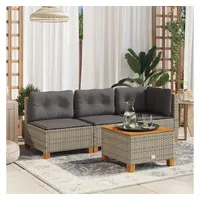 vidaXL Gartensofa mit Kissen 3-Sitzer Grau Poly Rattan