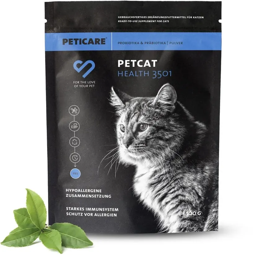 Peticare Probiotika & Präbiotika Pulver für Katzen, Darm-Sanierung, Darmflora 100 g