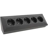 ChiliTec Steckdosenblock Ecksteckdose 5-Fach, Schutzkontakt, Schwarz