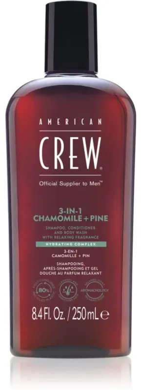 American Crew 3 in 1 Chamimile + Pine Shampoo, Conditioner und Duschgel 3 in 1 für Herren 250 ml