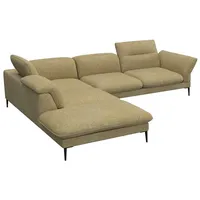 FLEXLUX Ecksofa Salino, Funktionssofa mit Ottomane, Relaxsofa, Ecksofa, Sofa mit Arm- und Kopfteil-Verstellungen, Kaltschaum & Stahl-Wellen gelb