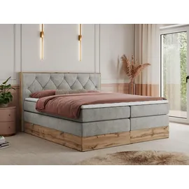 MKS Boxspringbett 160 x 200 cm H4 Hellgrau