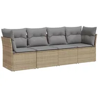 vidaXL 4-tlg Garten-Sofagarnitur mit Kissen Beige Poly Rattan Modell 20