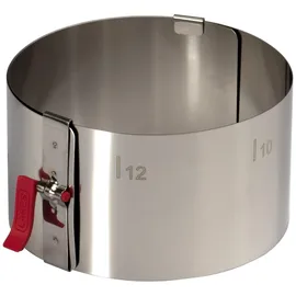 LARES Tortenring Verstellbar mit Klemmhebel Edelstahl | Skala | 10–18 cm | Made in Germany | 7 cm hoch | Verstellbarer Kuchenring rund | Spülmaschinengeeignet
