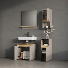 livinity Livinity® Badschrank, Greige, Greige, Holzwerkstoff, 1 Fächer, Rechteckig, 30x67x17 cm mit Tür und offenem Fach