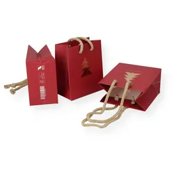 Nette 25 Weihnachtstaschen mit Kordel Motiv Goldtanne Papiertaschen 12+7x14cm