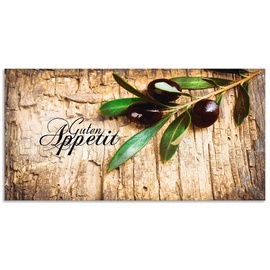 Artland Küchenrückwand »Oliven Guten Appetit«, (1 tlg.), Alu Spritzschutz mit Klebeband, einfache Montage, braun