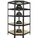 PROREGAL Eckregal Tiger Schwarz HxBxT 180x90x60 cm Fachlast 175kg Schwerlastregal Kellerregal Lagerregal Metallregal Steckregal