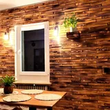 BAVAWOOD Wandverkleidung aus Holz 1,1m2 - 50 geflammte Echtholz Riemchen als dekorativer Wandbelag zum Kleben - hochwertige Wandpaneele mit 3D Optik für ein warmes & rustikales Wohngefühl