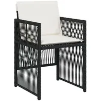 VidaXL Gartenstühle mit Kissen 4 Stk. Schwarz Poly Rattan