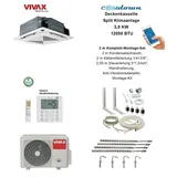 VIVAX Deckenkassette 12000 BTU + 2 m Komplett Montageset Split Klimaanlage A+++