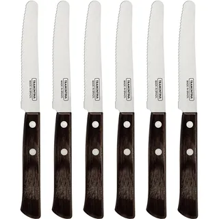 Tramontina Frühstücksmesser, 6-tlg. Set, Edelstahl, FSC Holzgriff, für Brotzeit, Vesper, Frühstück spülmaschinenfest, rostfrei