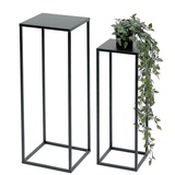 DanDiBo Ambiente DanDiBo Blumenhocker Metall Schwarz Eckig Blumenständer Beistelltisch 96315 2er Set Blumensäule Modern Pflanzenständer Pflanzenhocker