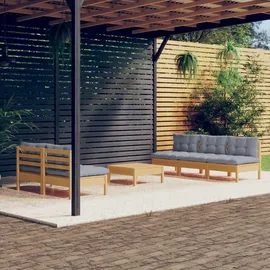 vidaXL Garten-Lounge-Set 6-tlg. grau Kiefernholz