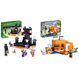 LEGO 21242 Minecraft Die End-Arena Set & 21178 Minecraft Die Fuchs-Lodge, Spielzeug für Jungen und Mädchen ab 8 Jahren mit Figuren von ertrunkenem Zombie und Tieren, Kinderspielzeug