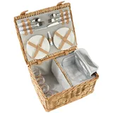 Tectake Picknickkorb Föhr für 4 Personen mit Kühlfach 39 x 47 x 23 cm braun