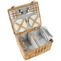 Tectake Picknickkorb Föhr für 4 Personen mit Kühlfach 39 x 47 x 23 cm braun