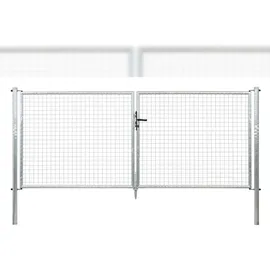GAH Alberts Wellengitter-Doppeltor 300 x 125 cm Silber/Metall