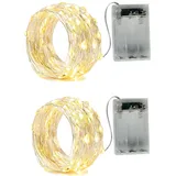 bxroiu LED Lichterkette 5 m Warmweiß Silberdraht